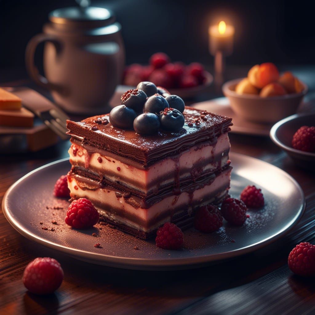 Hyperrealistic Dessert in Cinematic Lighting
