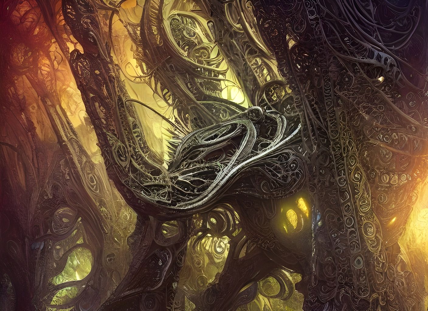 Psychedelic Nephilim Megastructure: Fractal Fantasy Art