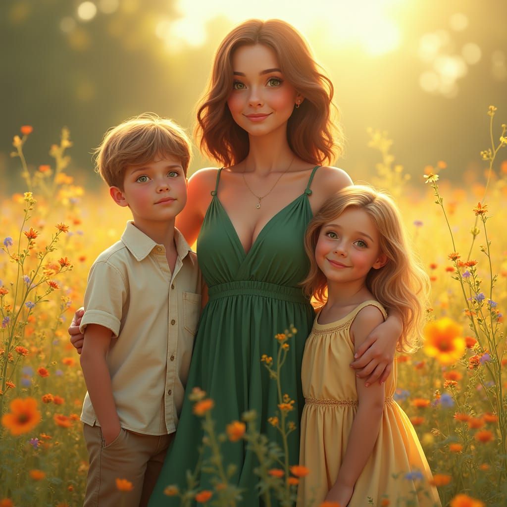 Warm Family Portrait in Vibrant Wildflowers