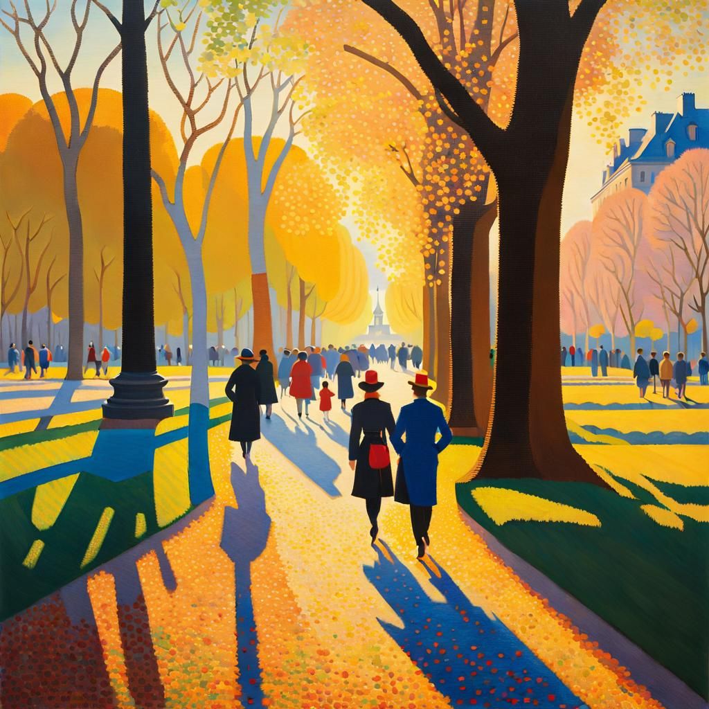 Spring in the Park: A Pointillist Impression