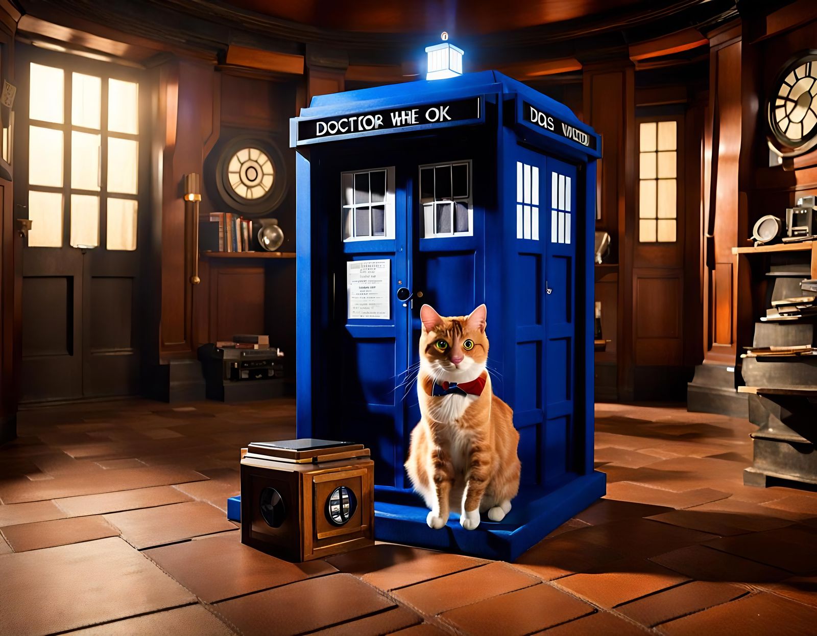 A Cat's Whimsical Journey in the Doctor Who TARDIS