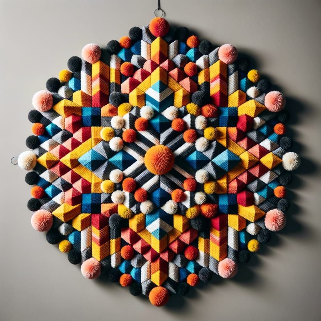 Geometric Pom Pom Mosaic Wall Art