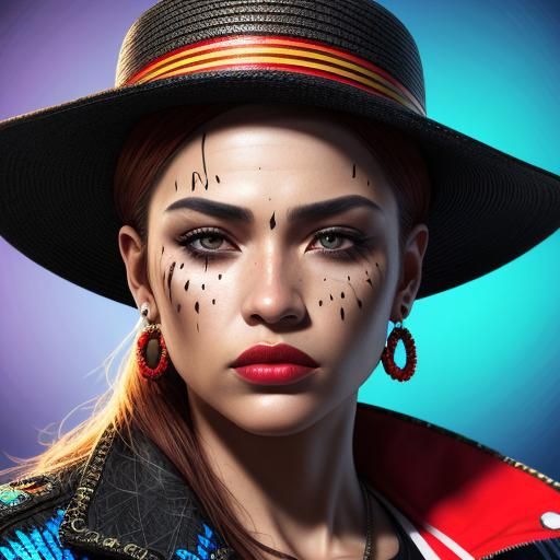 Woman with Razor in Splash Art Style