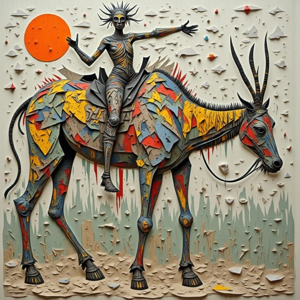 Abstract Shadow Figure with Papercut Effects