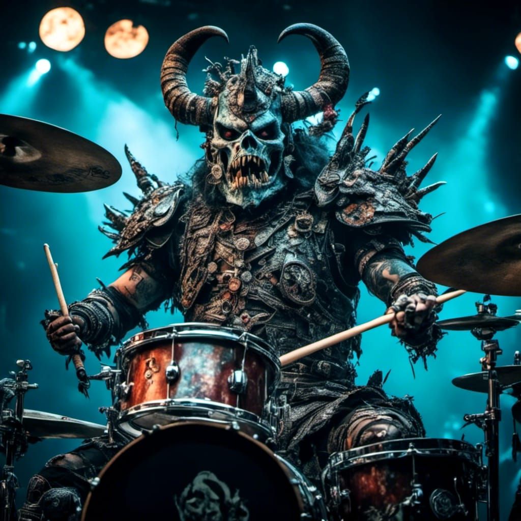 Gwar Drummer on Stage: Hyperrealistic Live Performance