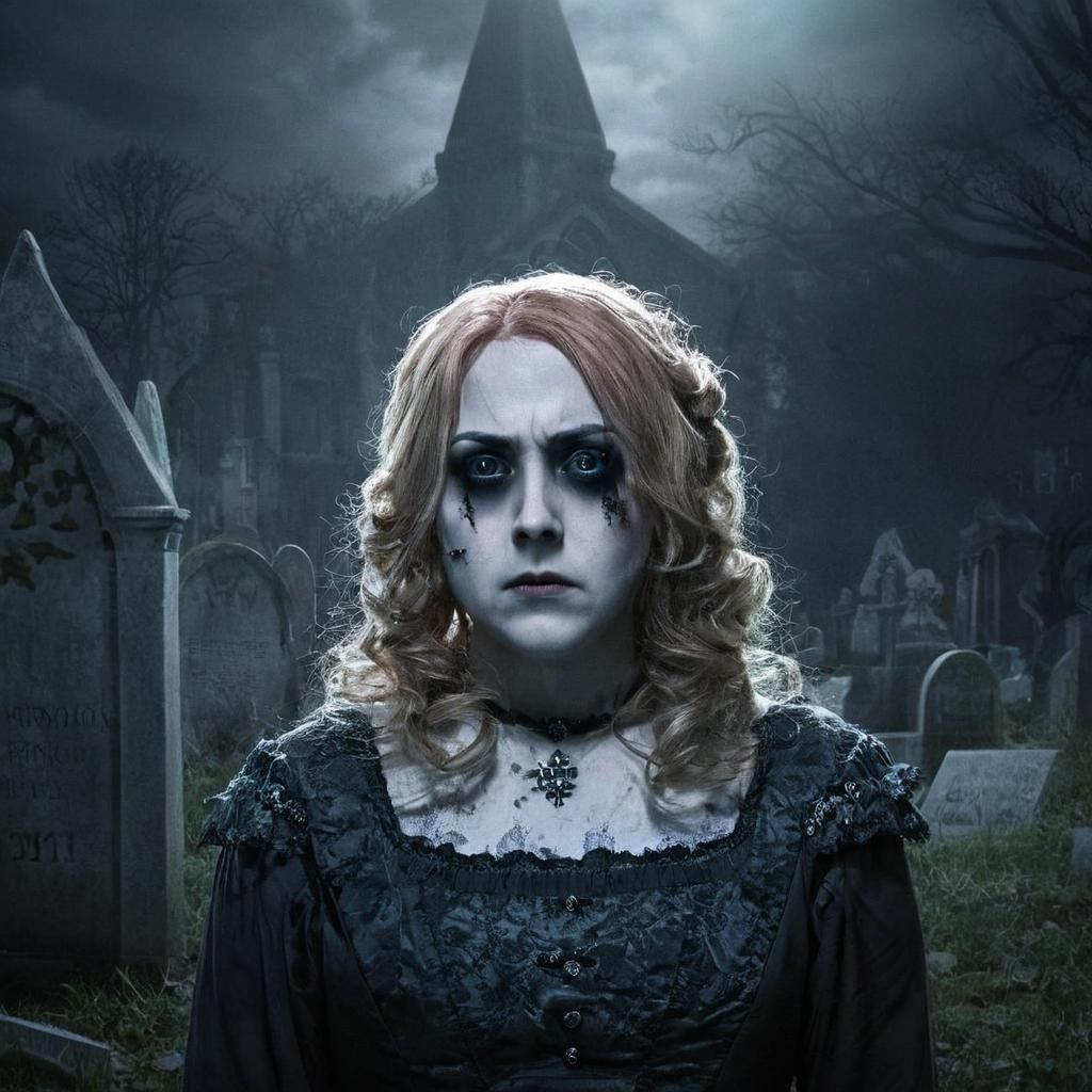 Gothic Princess in Cemetery: Dark Surrealist Portrait