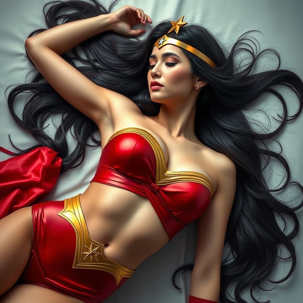 Woman in Superhero Costume Digital Artwork