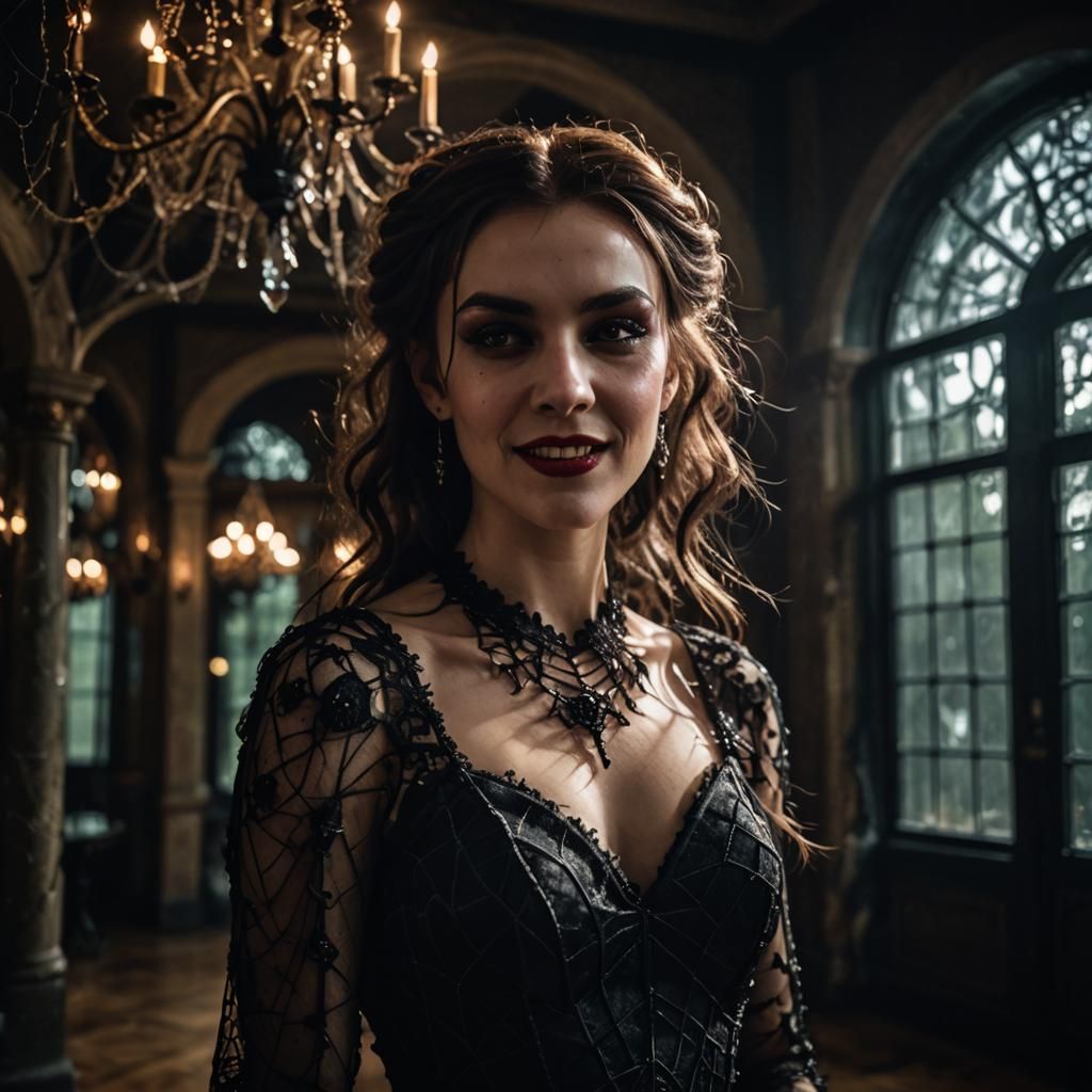 Eerie Vampire Girl at Prom in Dark Romanticism Style