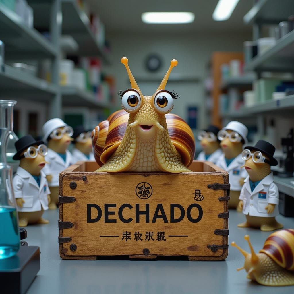 Anthropomorphic Snail's Lab Discovery in Animated Style