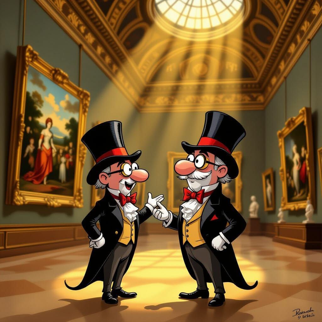 Baron Bobo Admires Art in Louvre's Grand Hall