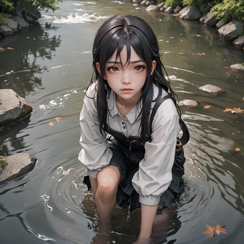 Anime Style Character Weeping Bitter Tears