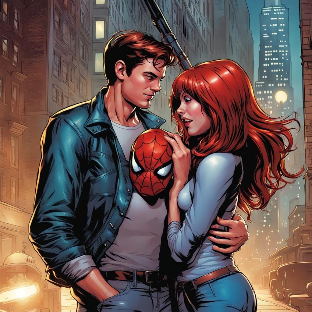 Peter Parker and Mary Jane in Comic Book Art