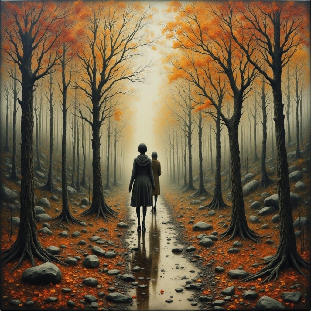 Surreal Autumn Landscape Walk in Dreamy Style