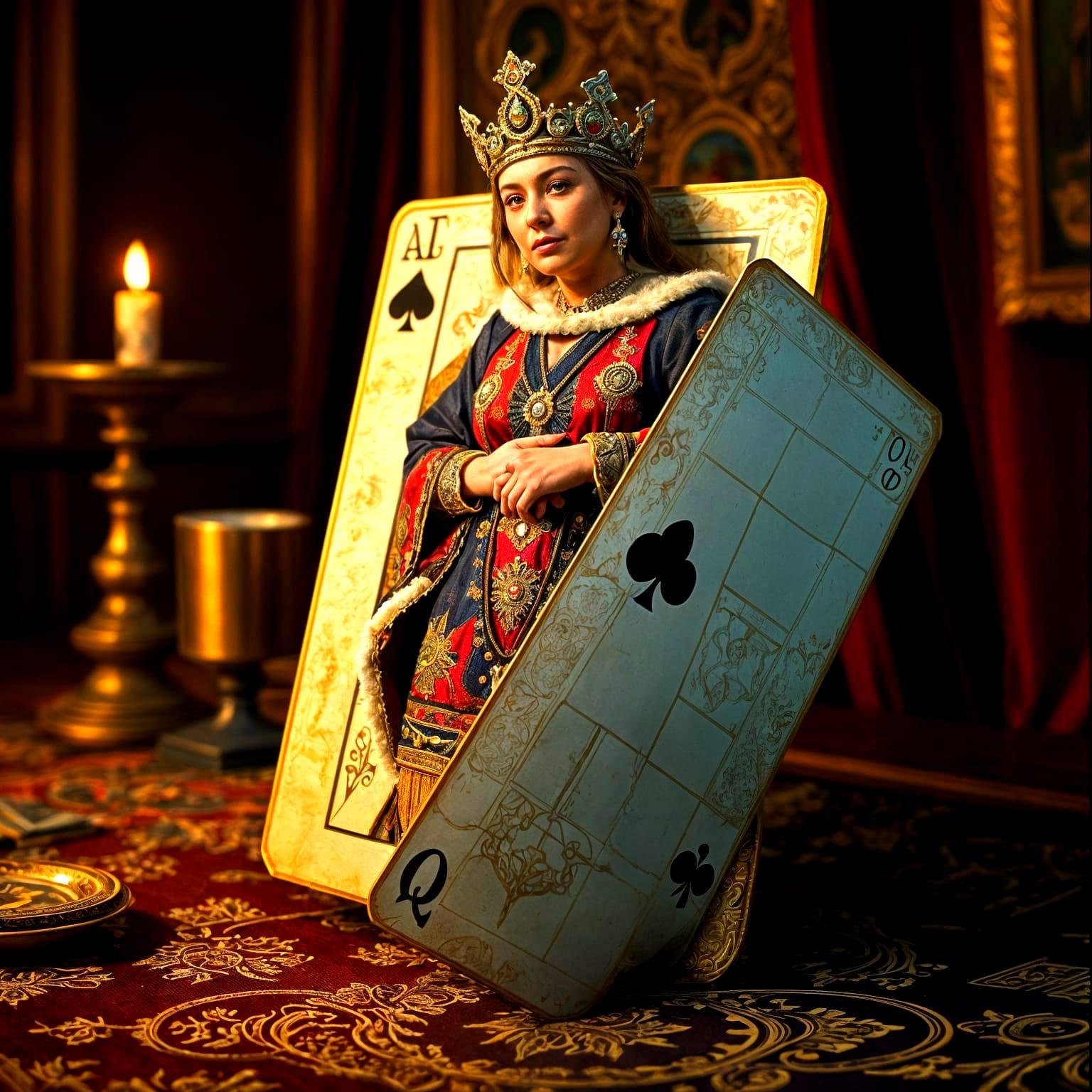 Queen of Clubs Emerges from Playing Card Pack