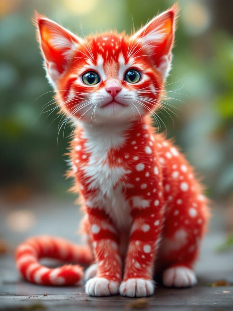 Vibrant Strawberry Feline in Playful Summer Mood