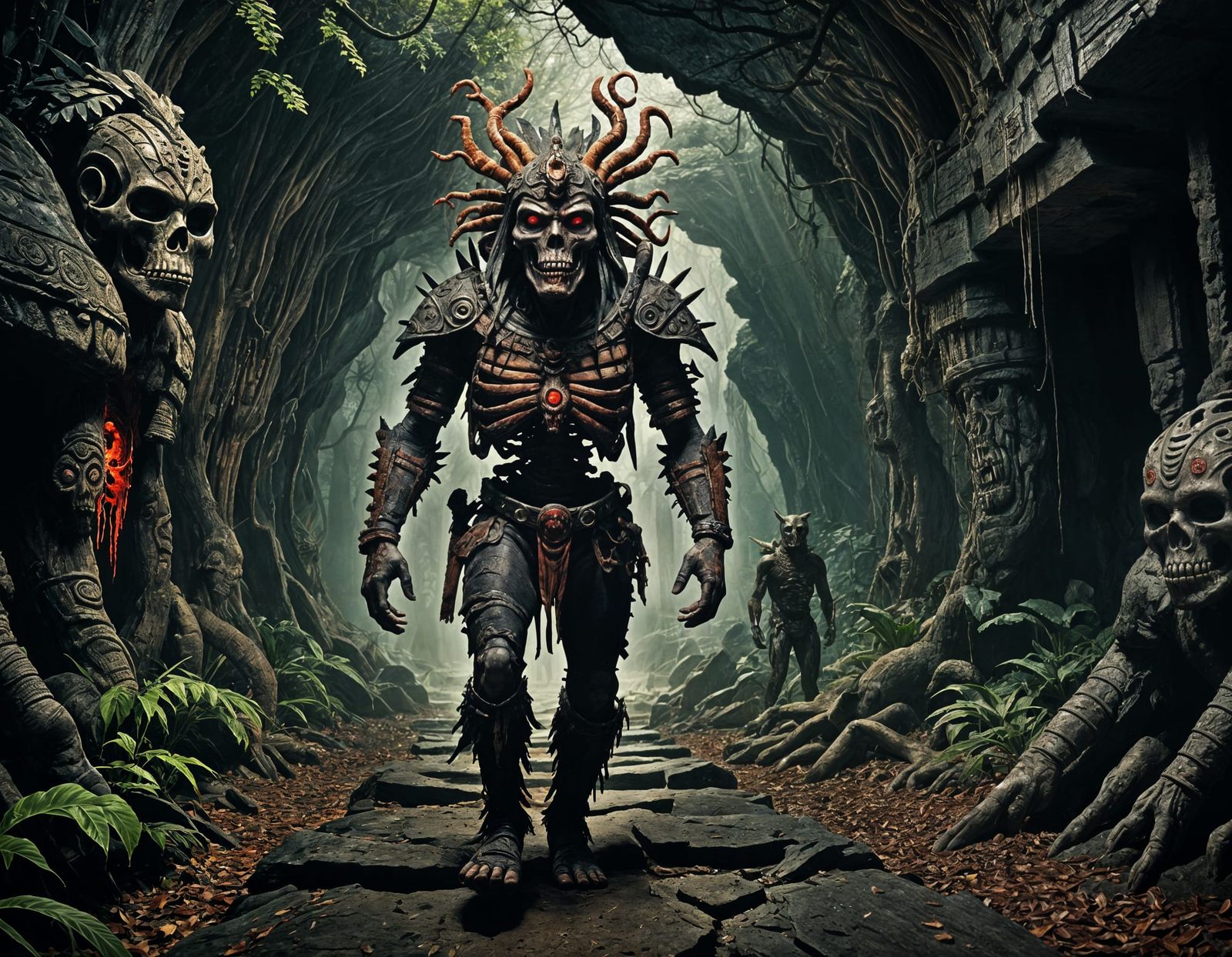 Ah Puch Enters Xibalba: A Gothic Vision