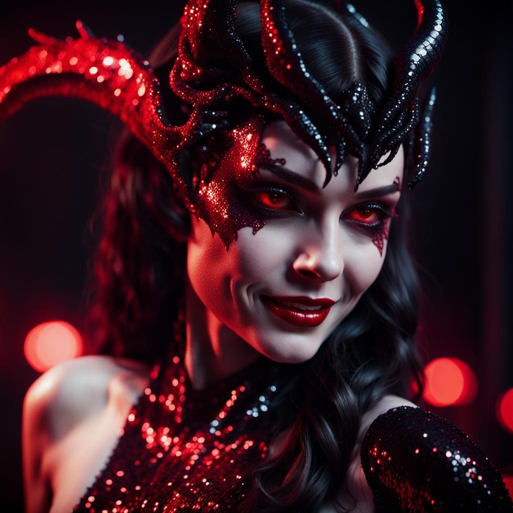 Demon Queen in Sequins: Cinematic Film Still