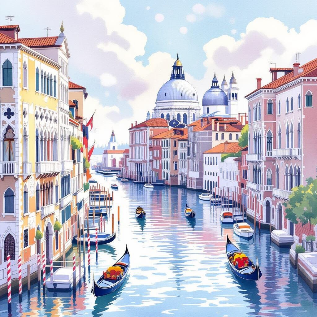 Crystal Venice: A Dreamy Watercolor Cityscape