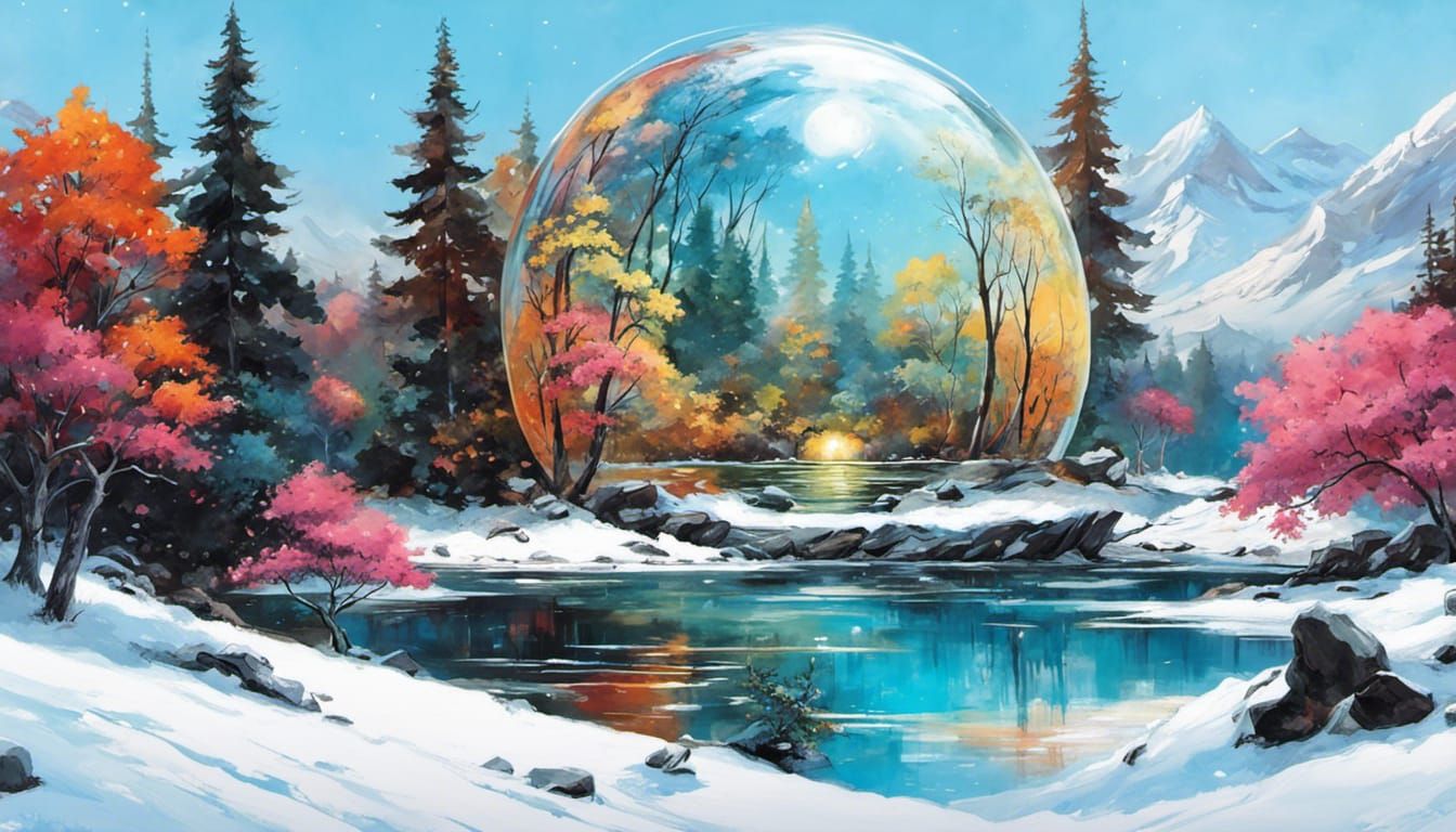 Ornate Fantasy Forest in Glass Sphere