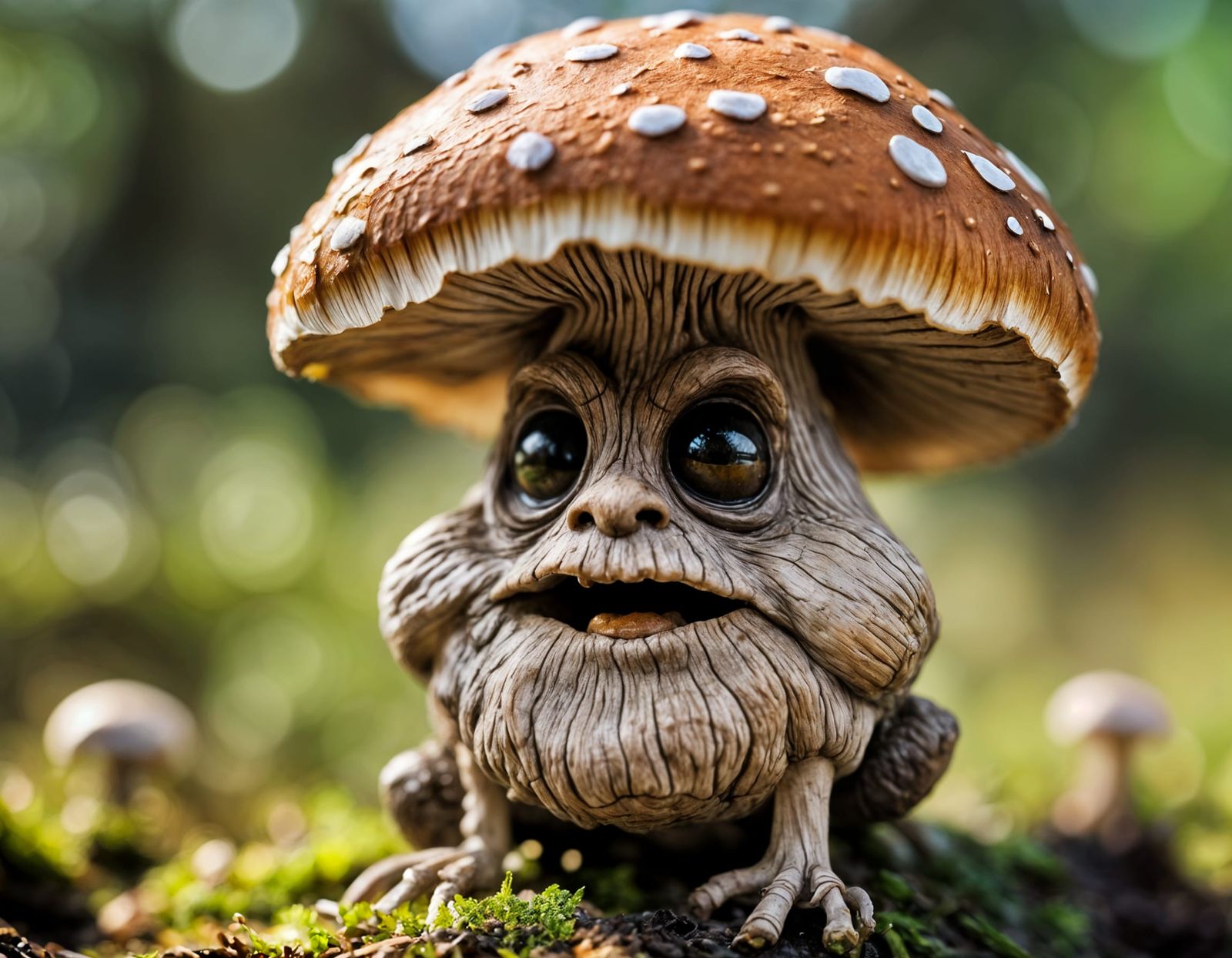 Close-Up of an Old Anthropomorphic Mushroom