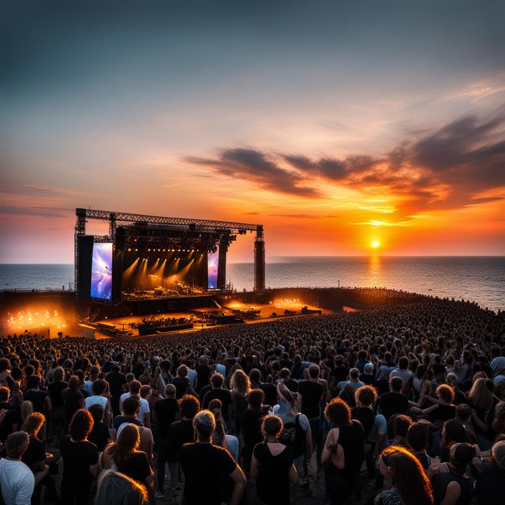 Rock Concert at Sunset Festival: Heavy Metal Vibe