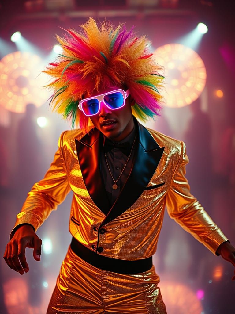 Neon Disco Dancer in Epic Cinematic Style