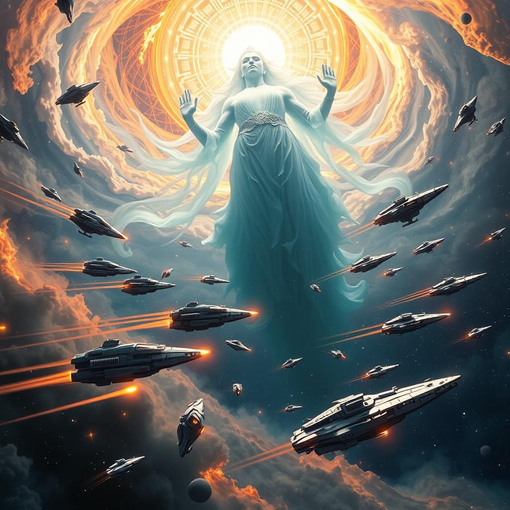 Spaceships Clash with God in Cosmic Battle