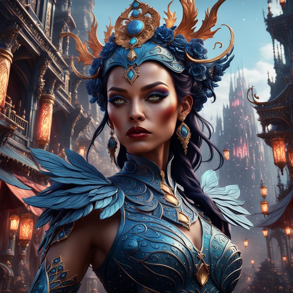 Fantastical Showgirl in Detailed Matte Painting