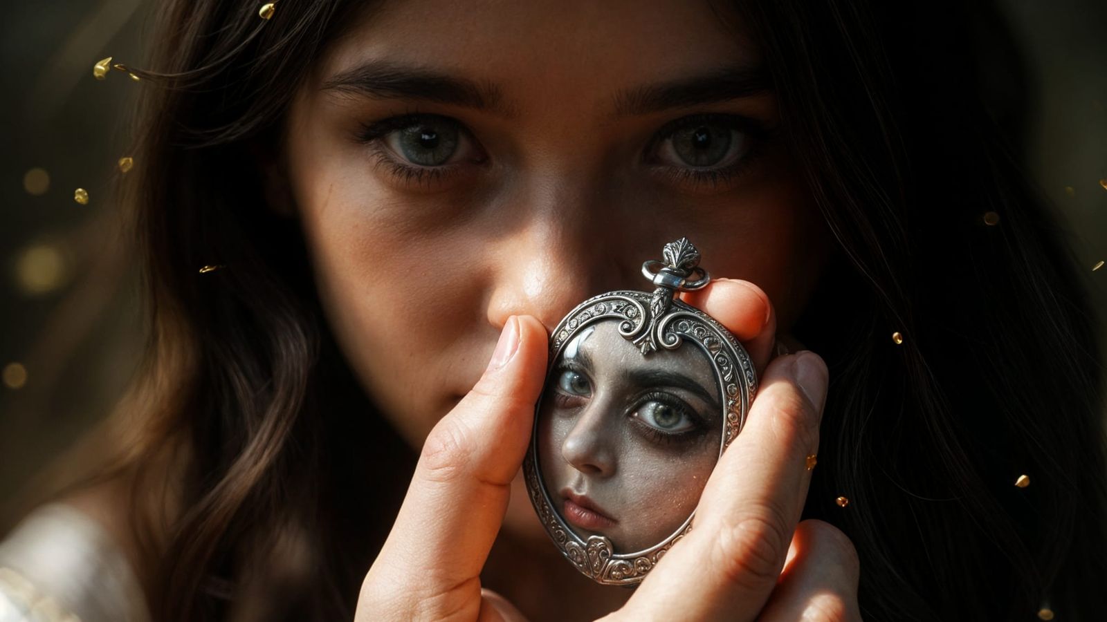 Sinister Close-up of Hand Holding Antique Locket