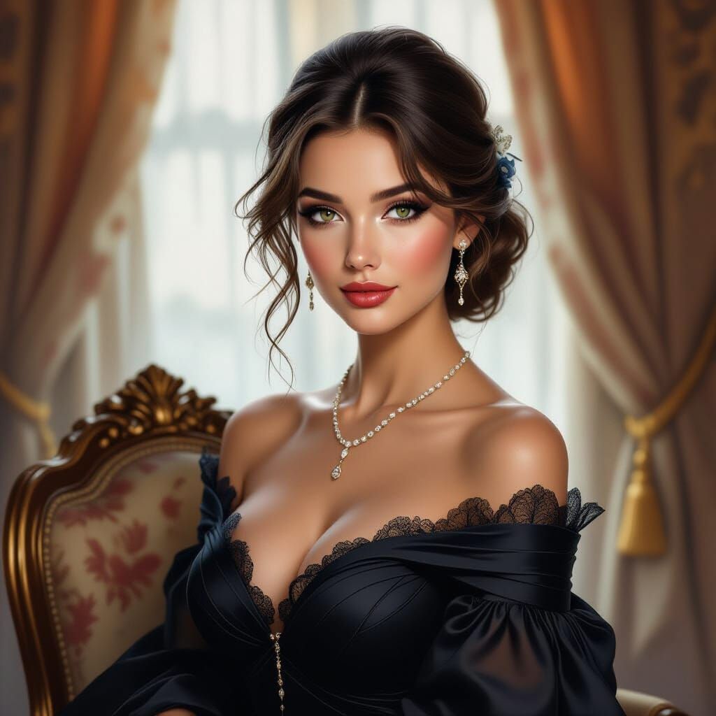 Elegant One-Eyed Lady in Photorealistic Style