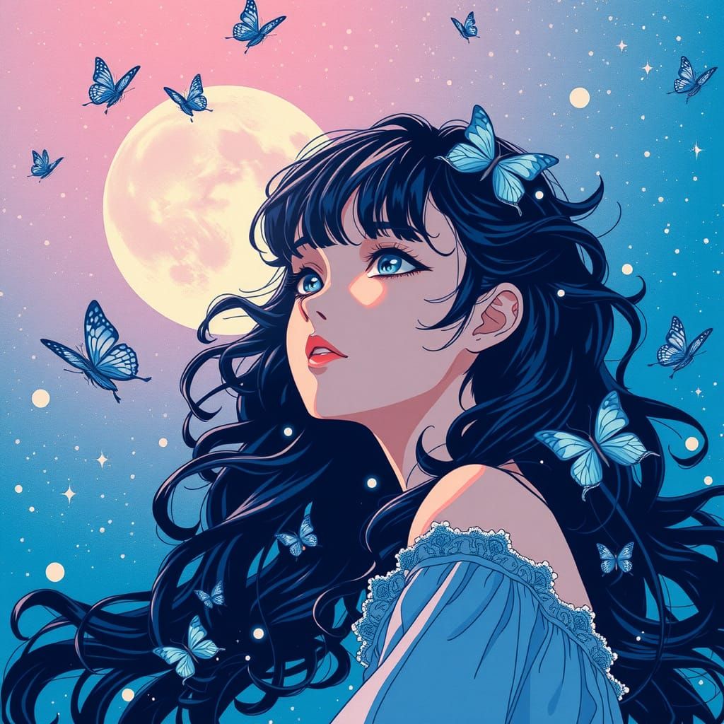 Enchanted Dream: Anime Risograph Art Print
