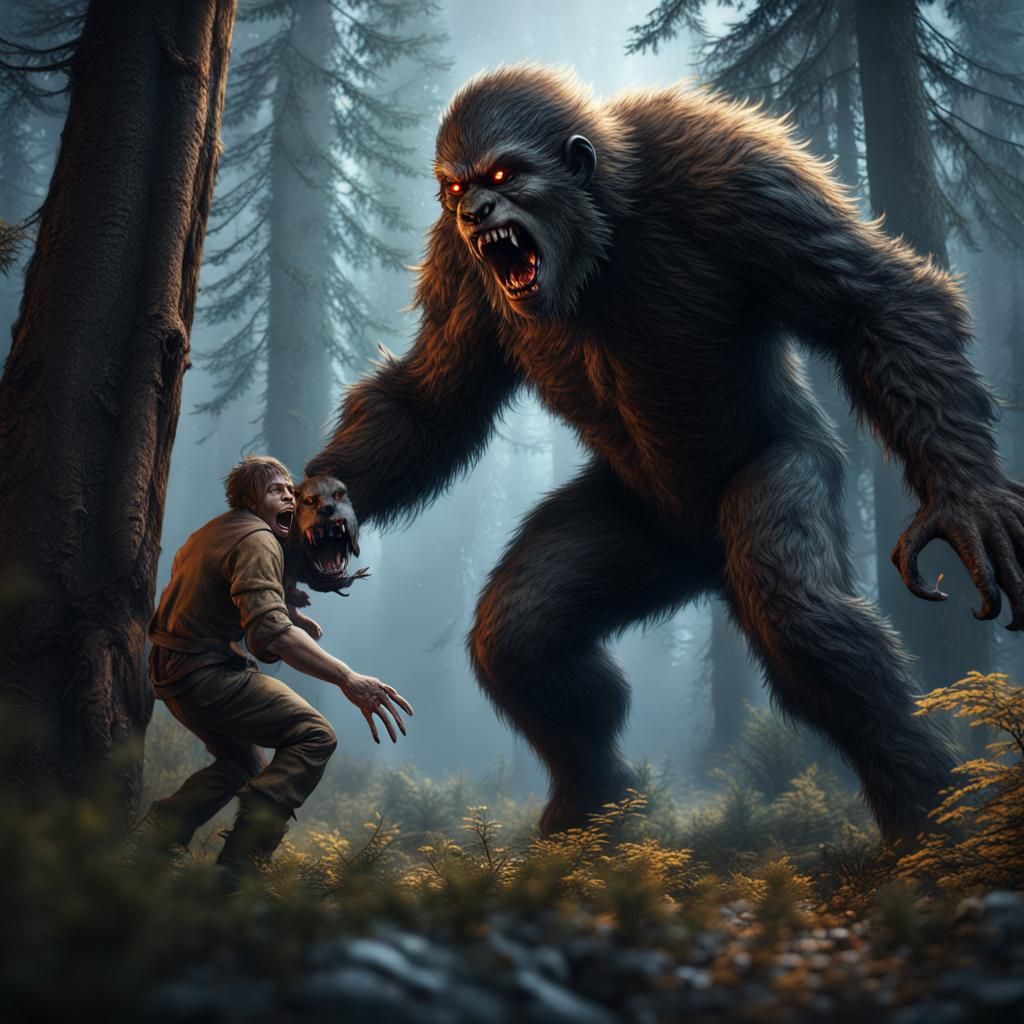 Werewolf vs Sasquatch: Fantasy Concept Art
