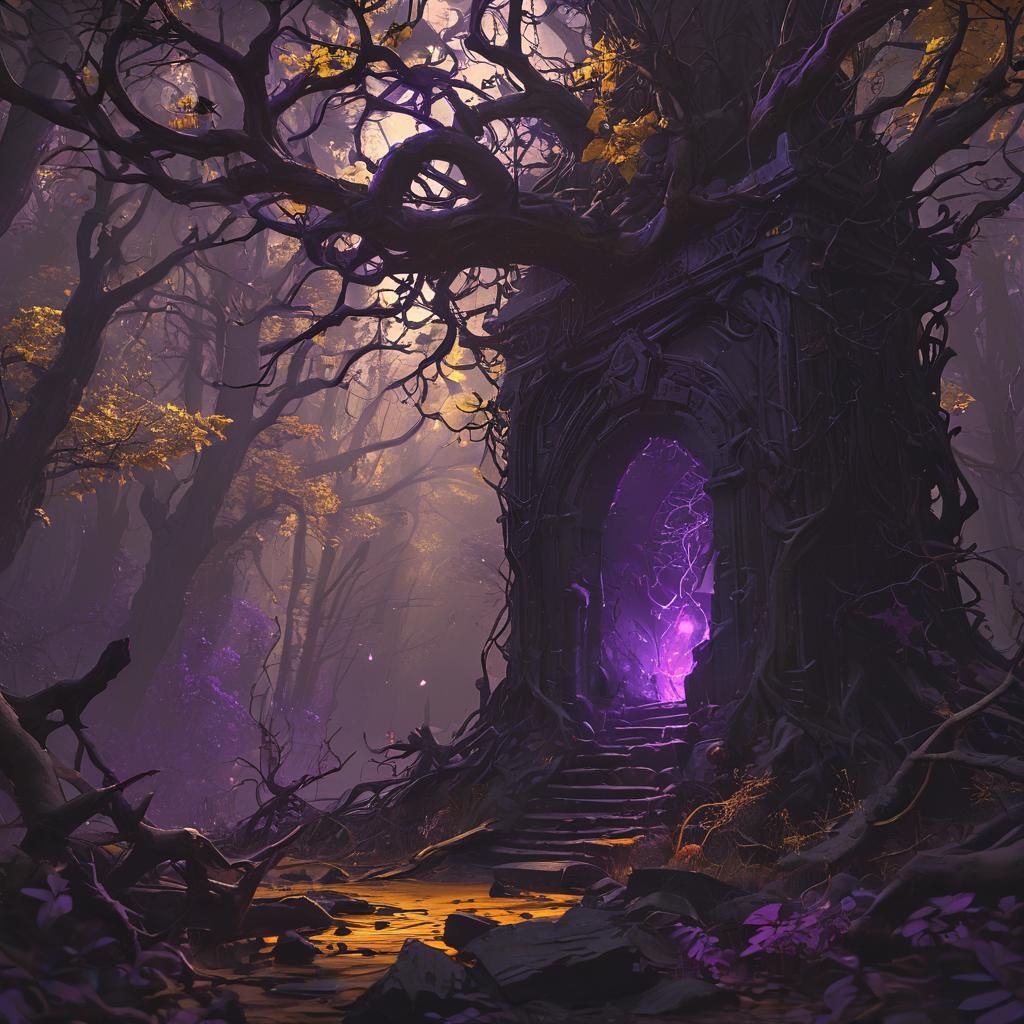 Ethereal Nether Portal in Dark Fantasy Forest