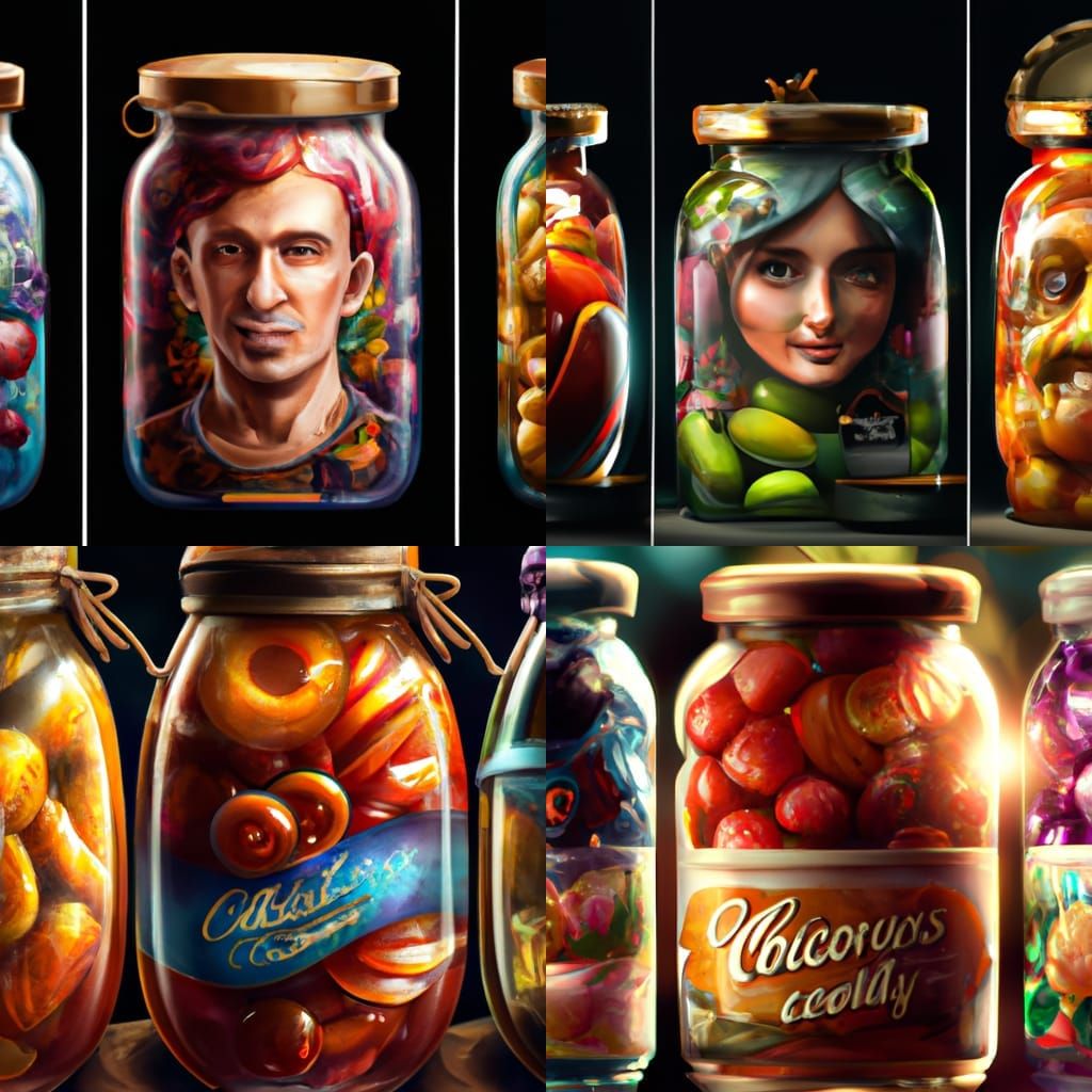 Fictional Canned Fruits in Jars, Digital Art