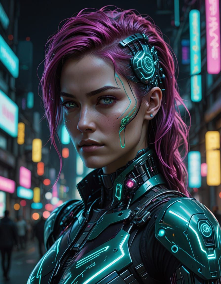 Cyberpunk Goddess of Neon Dreams