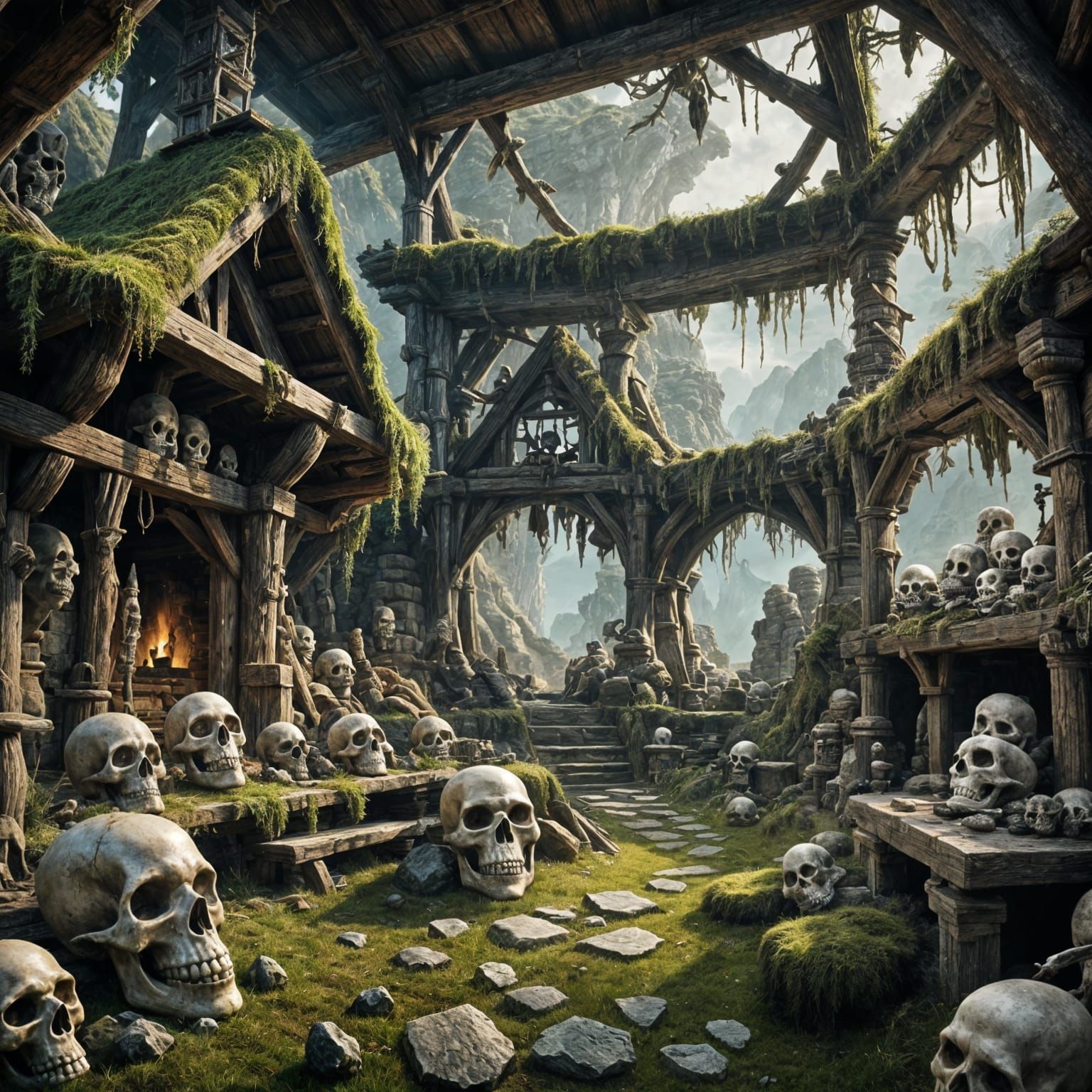Epic Orcish Hut Interior in High Fantasy Style