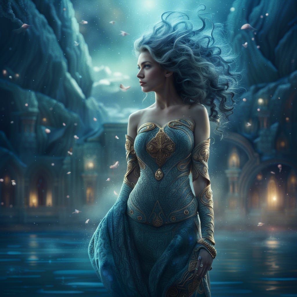 Aquarius Zodiac Sign: Beautiful Woman in Digital Art