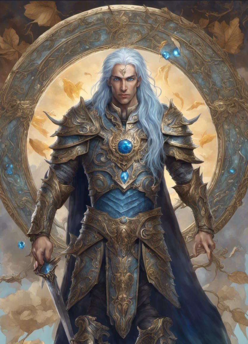 Sun Elf Paladin in Nature Armor, Fantasy Art