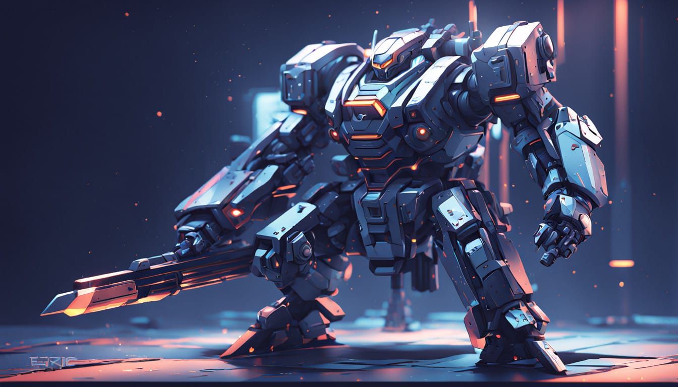 Cyberpunk Sci-Fi Mech in Polished Metal