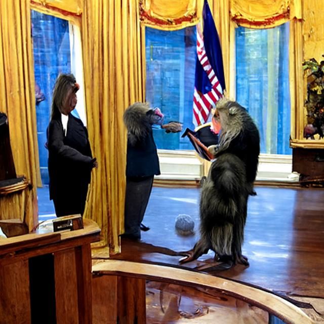Baboon Sworn into the Oval Office