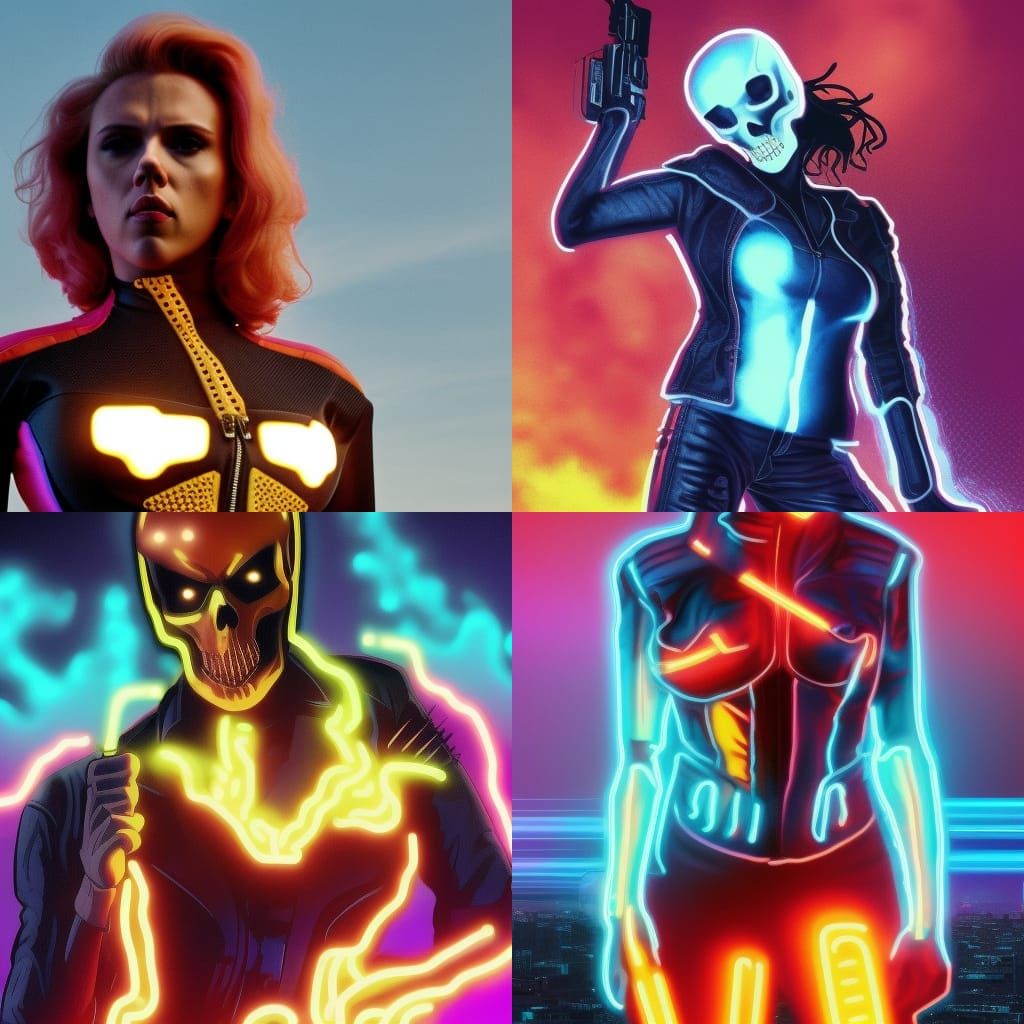 Ghost Rider in Synthwave Neon Style