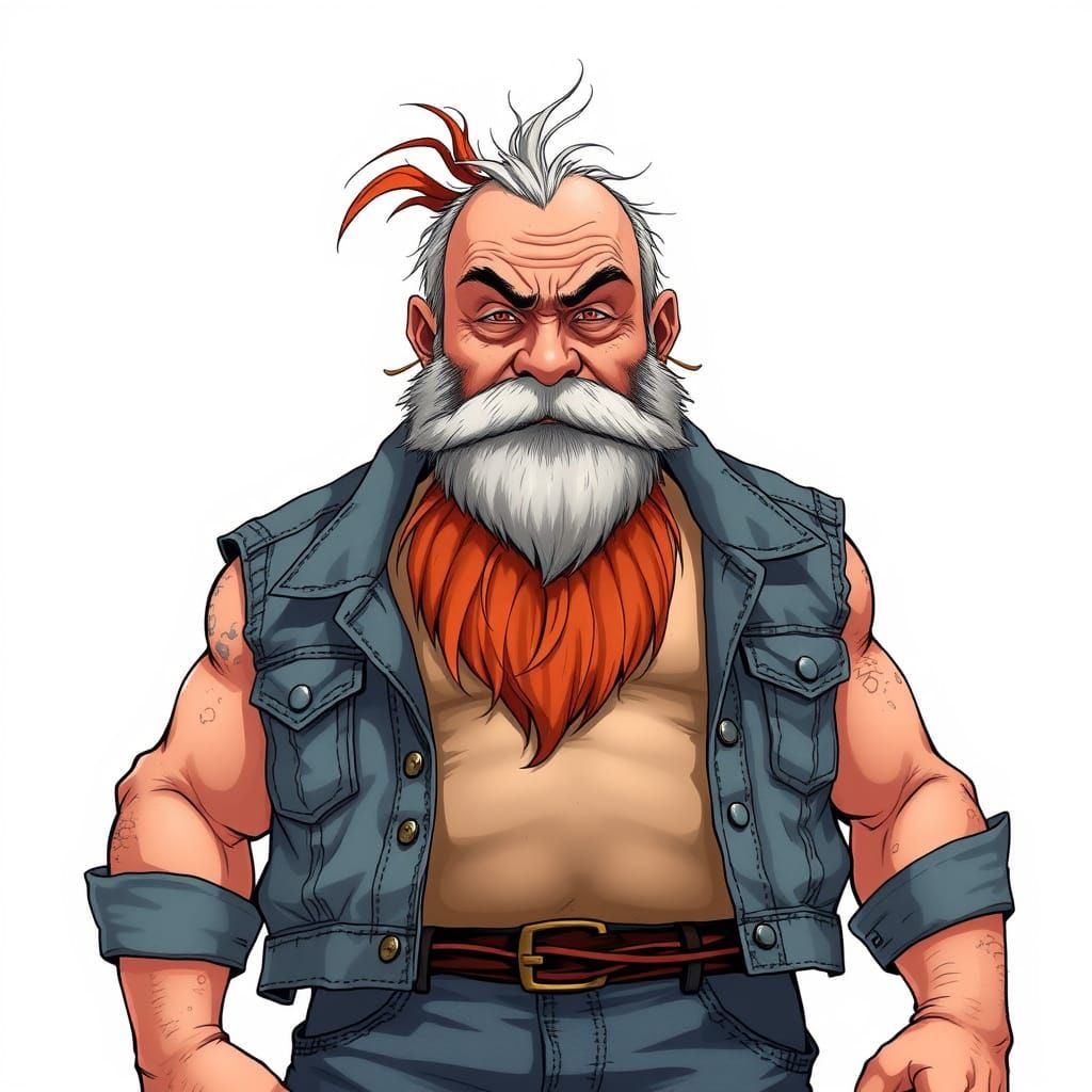 Weathered Old Man in Anime JRPG Style
