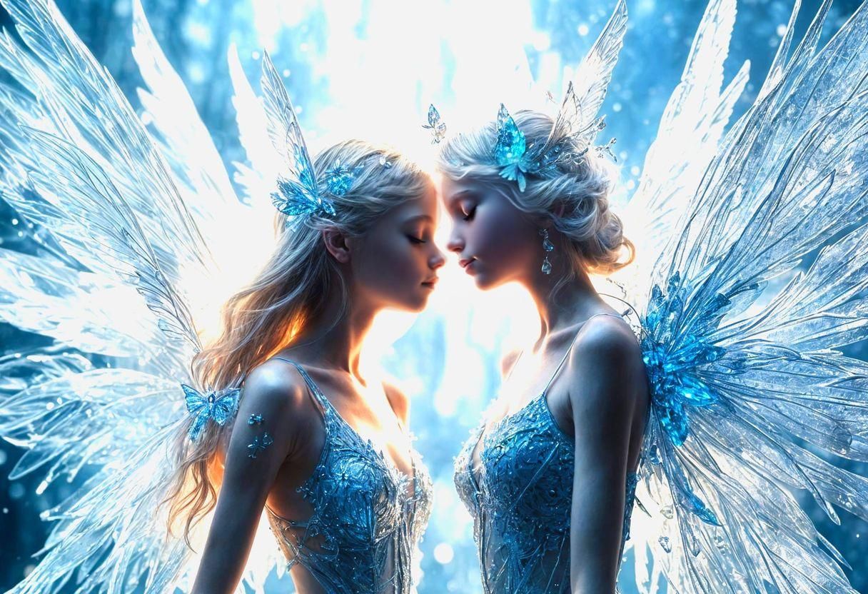 Fire Fairy and Ice Fairy in 3D Photorealism