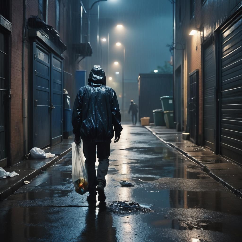 Cinematic Alley: Moody Film Noir Trash Scene