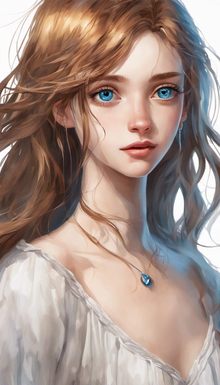 Teen Girl with Ocean Eyes: Hyperrealistic Splash Art