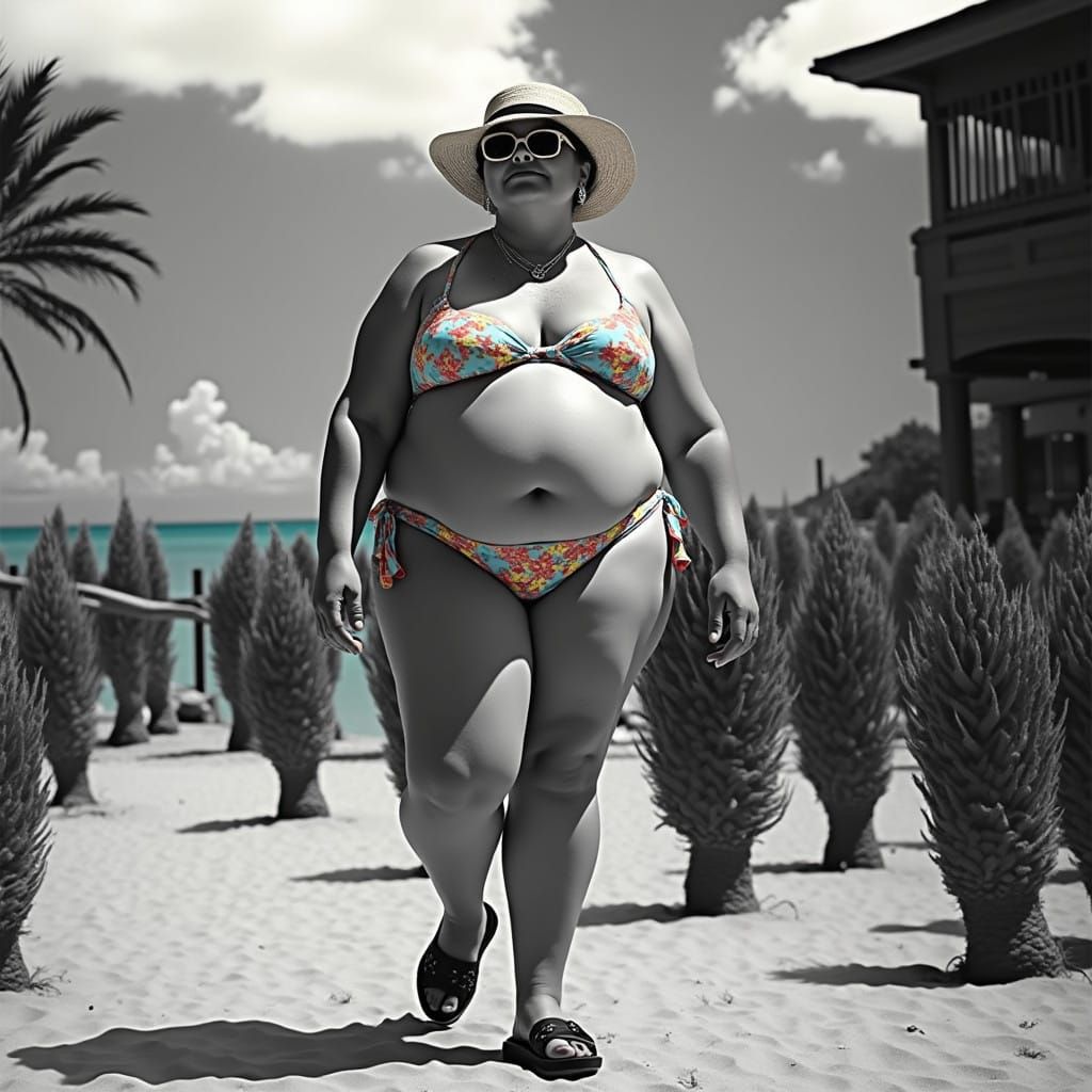 Vibrant Beach Goddess in Tropical Paradise