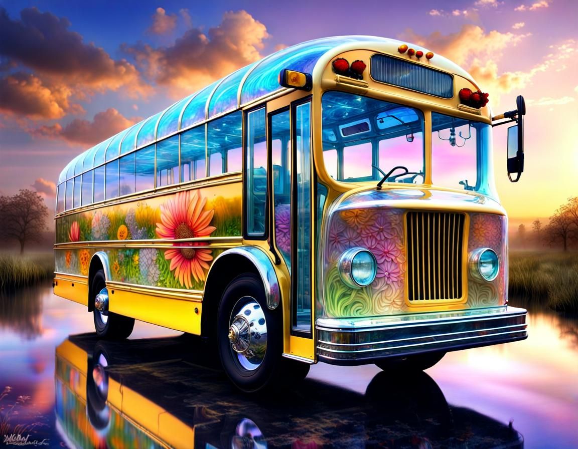 Transparent School Bus with Aquatic Internals