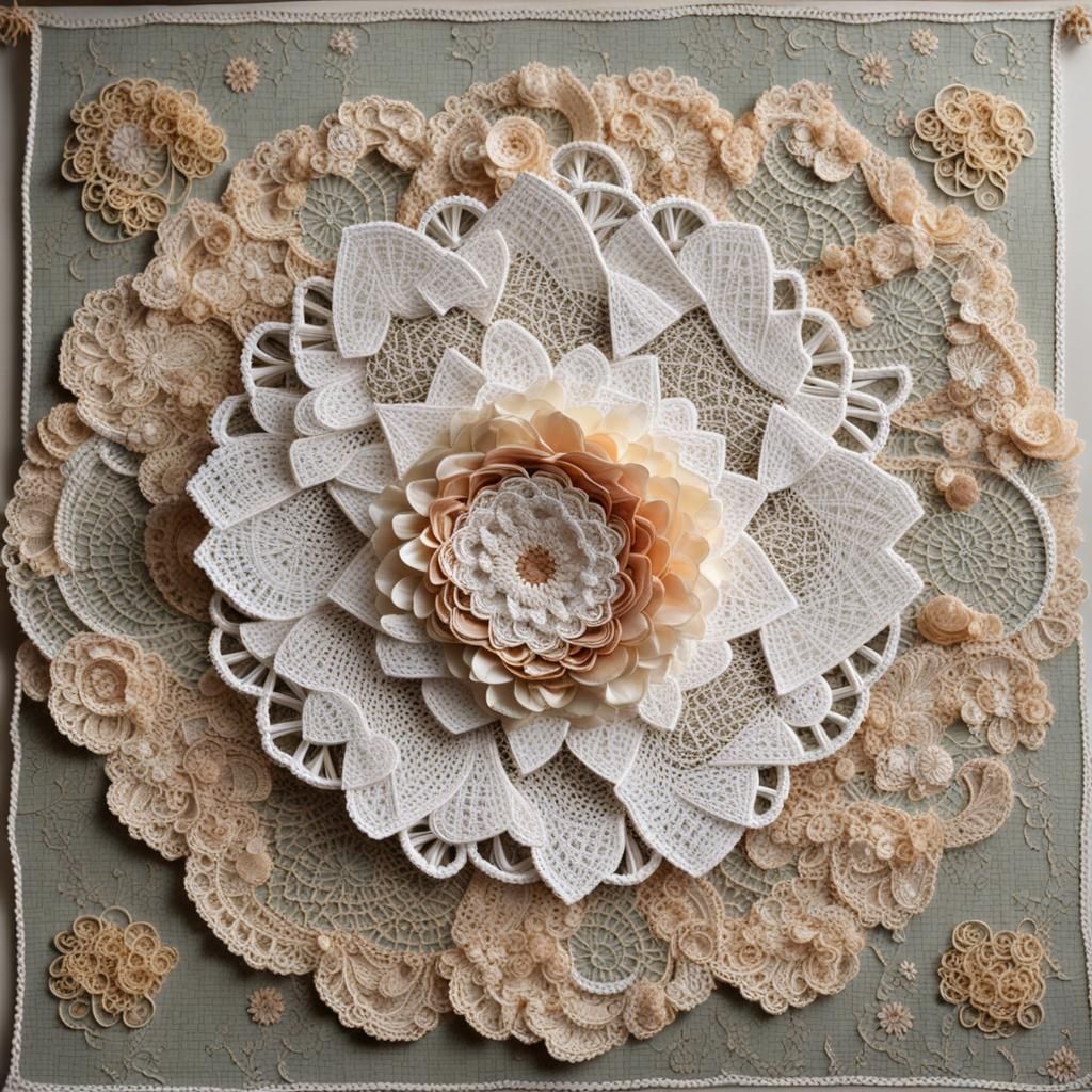 Whimsical Doily Mosaic Full Body View