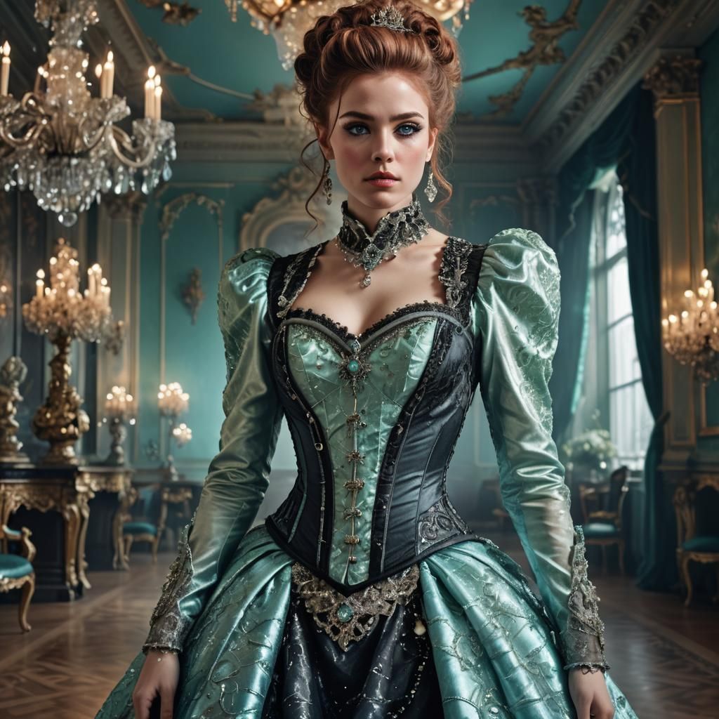 Baroque Portrait of Woman in Crystal Dress