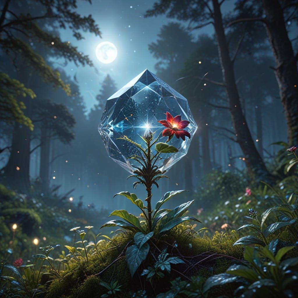 Ethereal Diamond Bloom Under Celestial Light